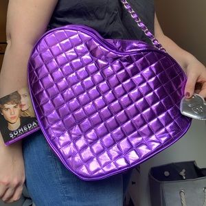 LIMITED EDITION Justin Bieber Someday Purple Metallic Heart-Shaped Bag